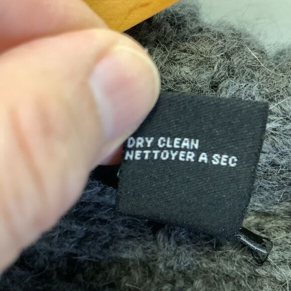 Theory Gray Wool Alpaca Blend Shawl Collar Chunky Cable Knit Cardigan Size S - Picture 6 of 13